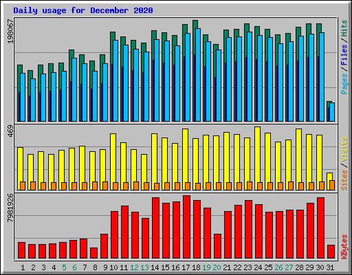 Daily usage for December 2020